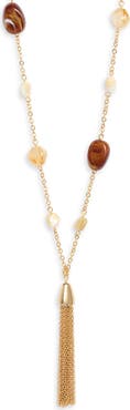 Nordstrom Bead Accent Tassel Necklace