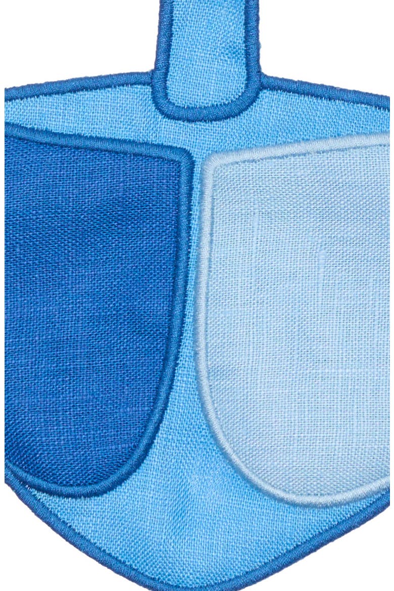 Set of 4 Linen Dreidel Cocktail Napkins, Alternate, color, DARK BLUE