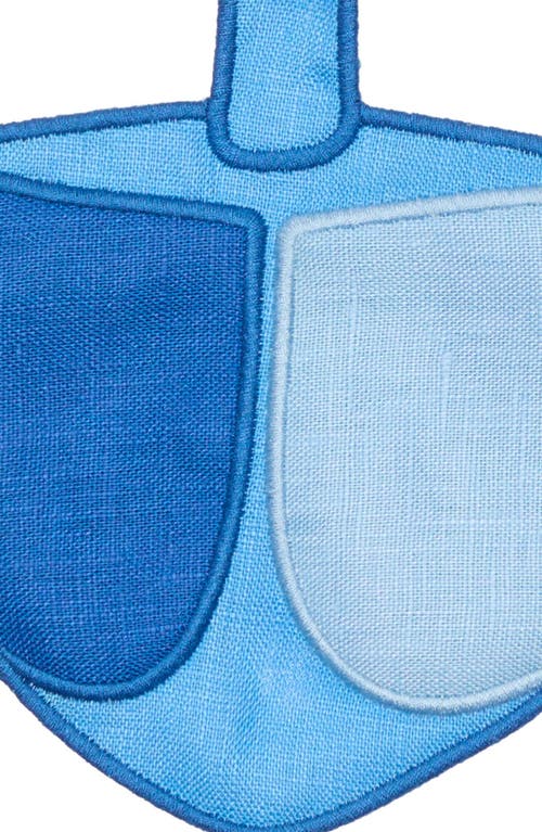 Piecework Puzzles Set Of 4 Linen Dreidel Cocktail Napkins In Blue