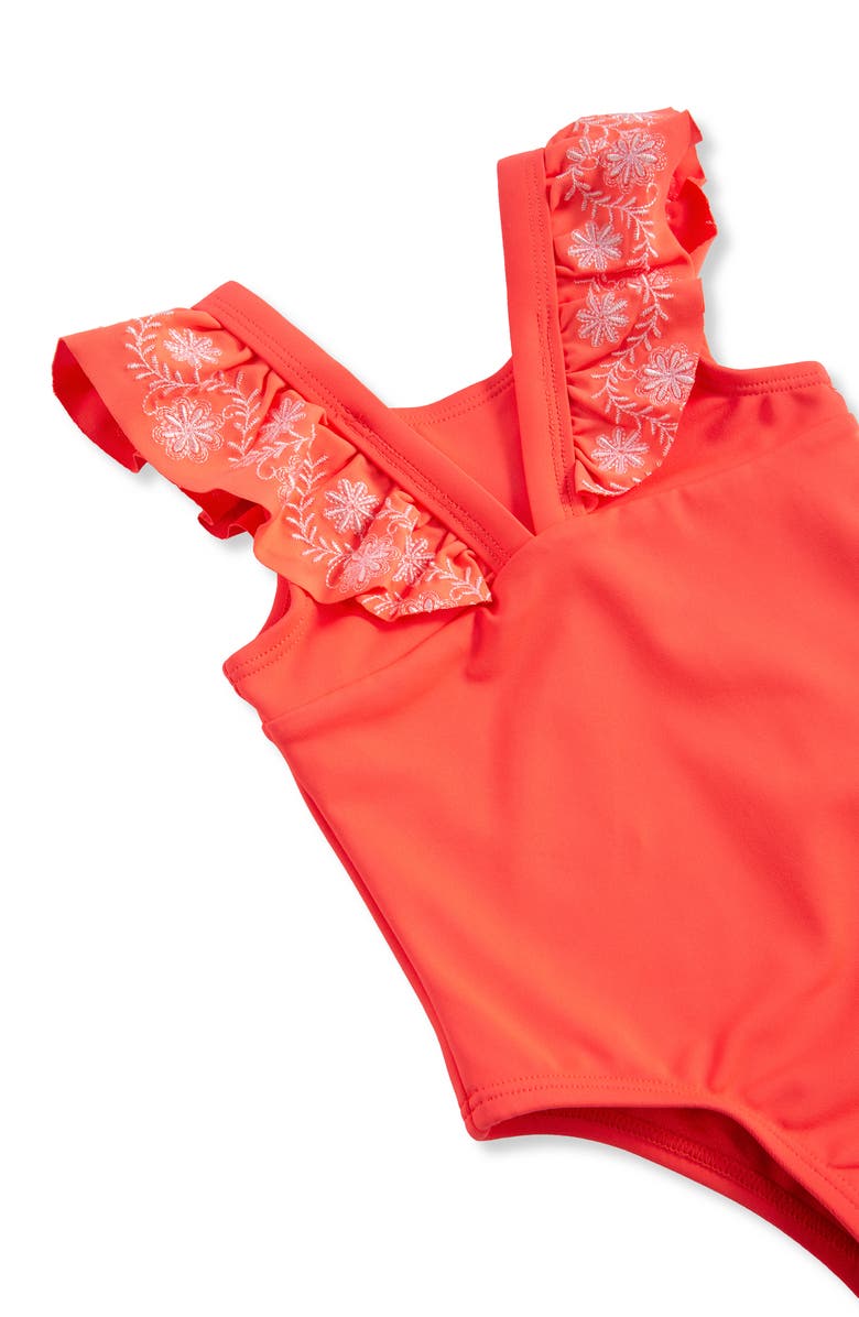 Habitual Kids Bella Embroidered One-Piece Swimsuit, Alternate, color, Dark Pink