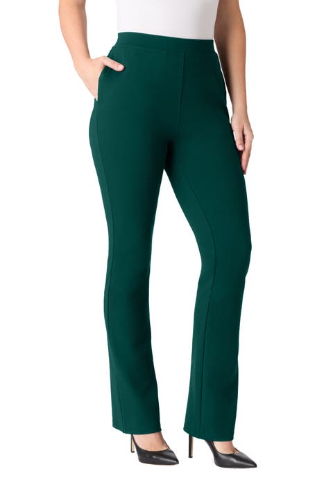 Plus Size Ponte Bootcut Pant With Pockets And Pull On Elastic Waist