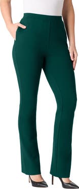 Roaman's Plus Size Ponte Bootcut Pant With Pockets And Pull On Elastic Waist