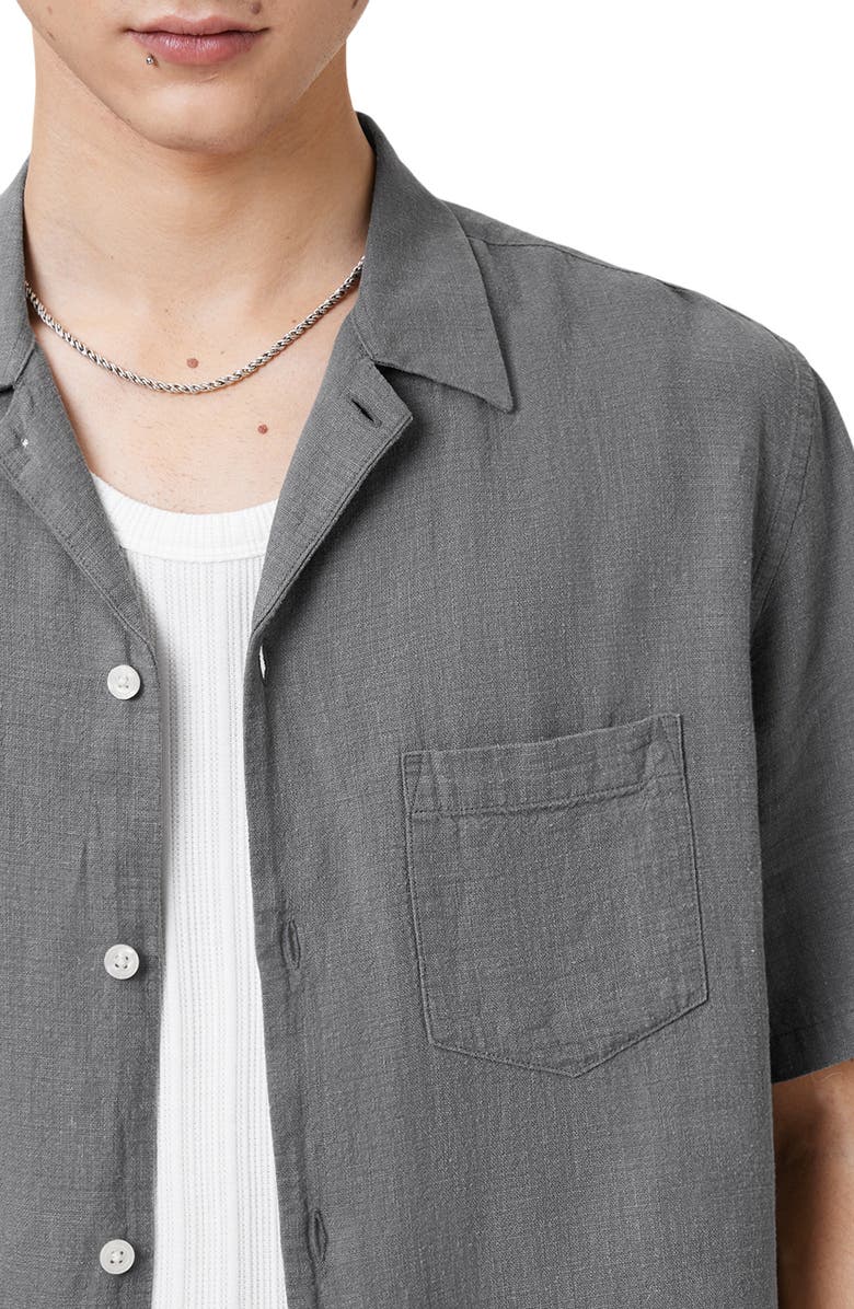 AllSaints Veda Linen Blend Camp Shirt, Alternate, color, 