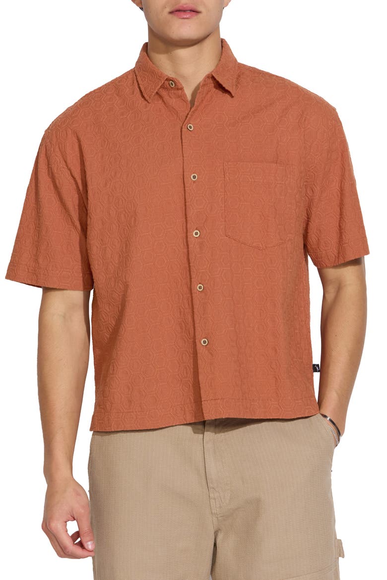 Embroidered Resort Shirt, Main, color, RUST