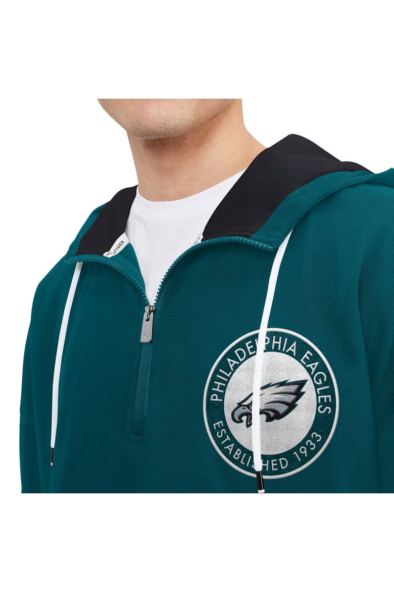 Men's Tommy Hilfiger Midnight Green Philadelphia Eagles Aaron Quarter-Zip Hoodie, Alternate, color, Green