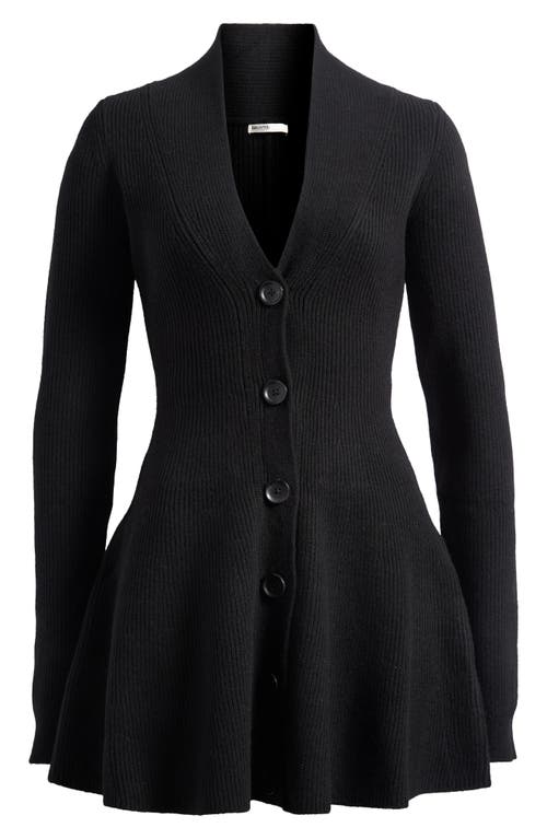 House Of Cb Aubrey Wool Blend Peplum Cardigan In Black