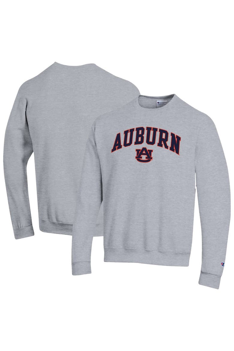 Men's Champion  Heather Gray Auburn Tigers Basic Arch Fleece Pullover Sweatshirt, Alternate, color, Heather Gray
