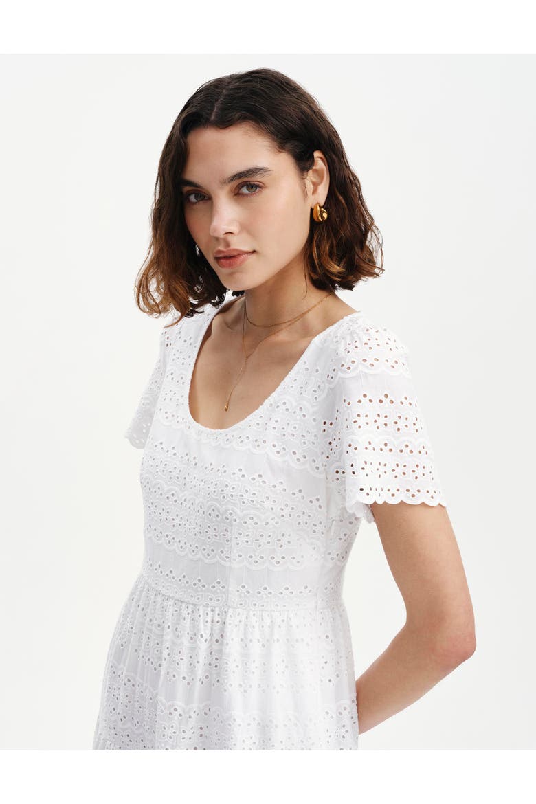 Petite Jemma Cotton Tiered Midi Dress, Alternate, color, White