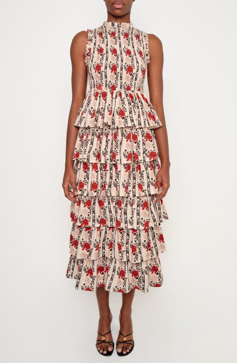 The Reign Smocked Tiered Ruffle Maxi Dress