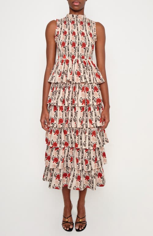 The Lulo Project The Reign Smocked Tiered Ruffle Maxi Dress In Multi