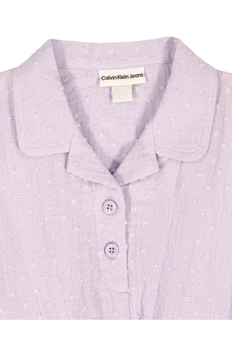 Calvin Klein Kids' Clip Dot Polo & Shorts Set, Alternate, color, Purple/ Beige Multi