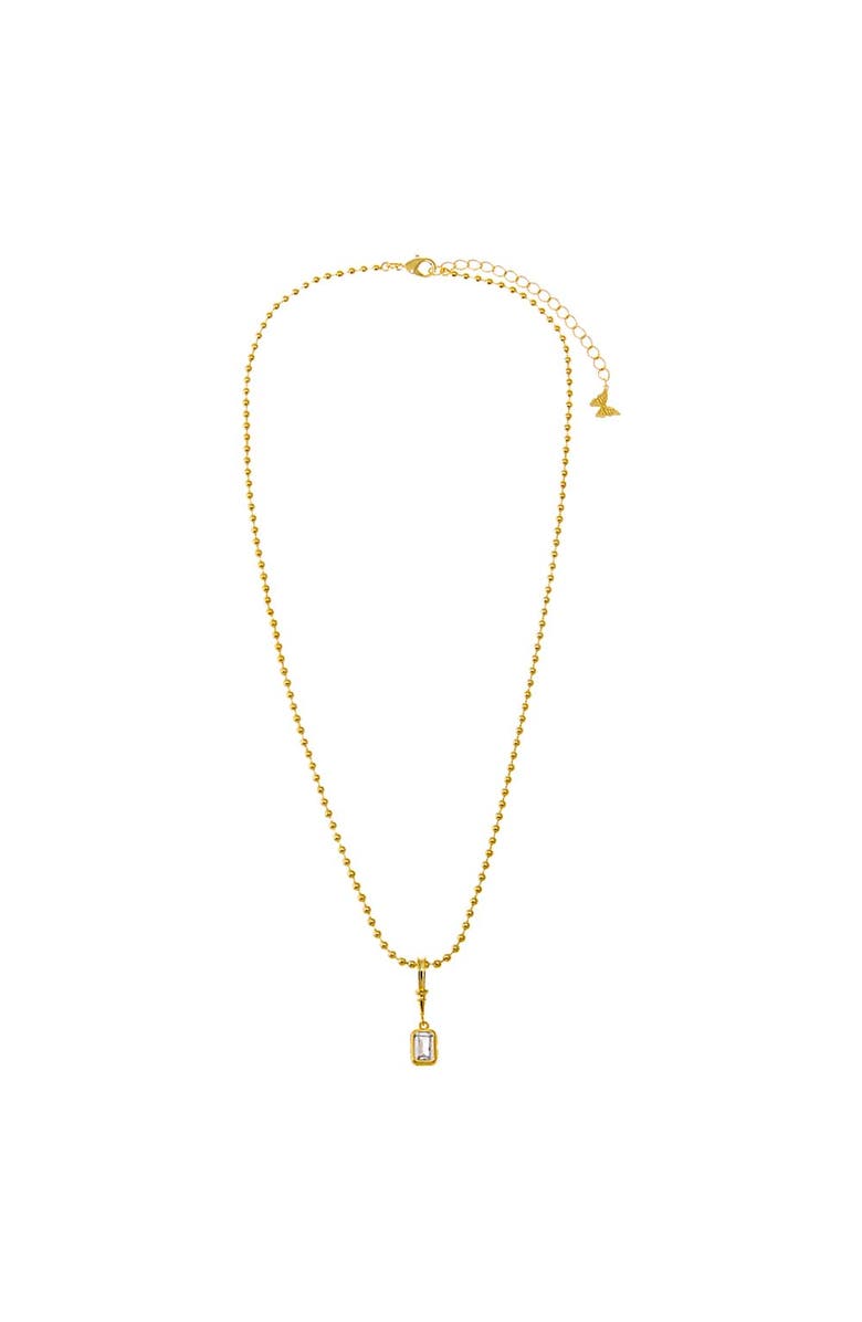 BY ADINA EDEN CZ Baguette Bezel Pendant Ball Chain Necklace, Alternate, color, Gold