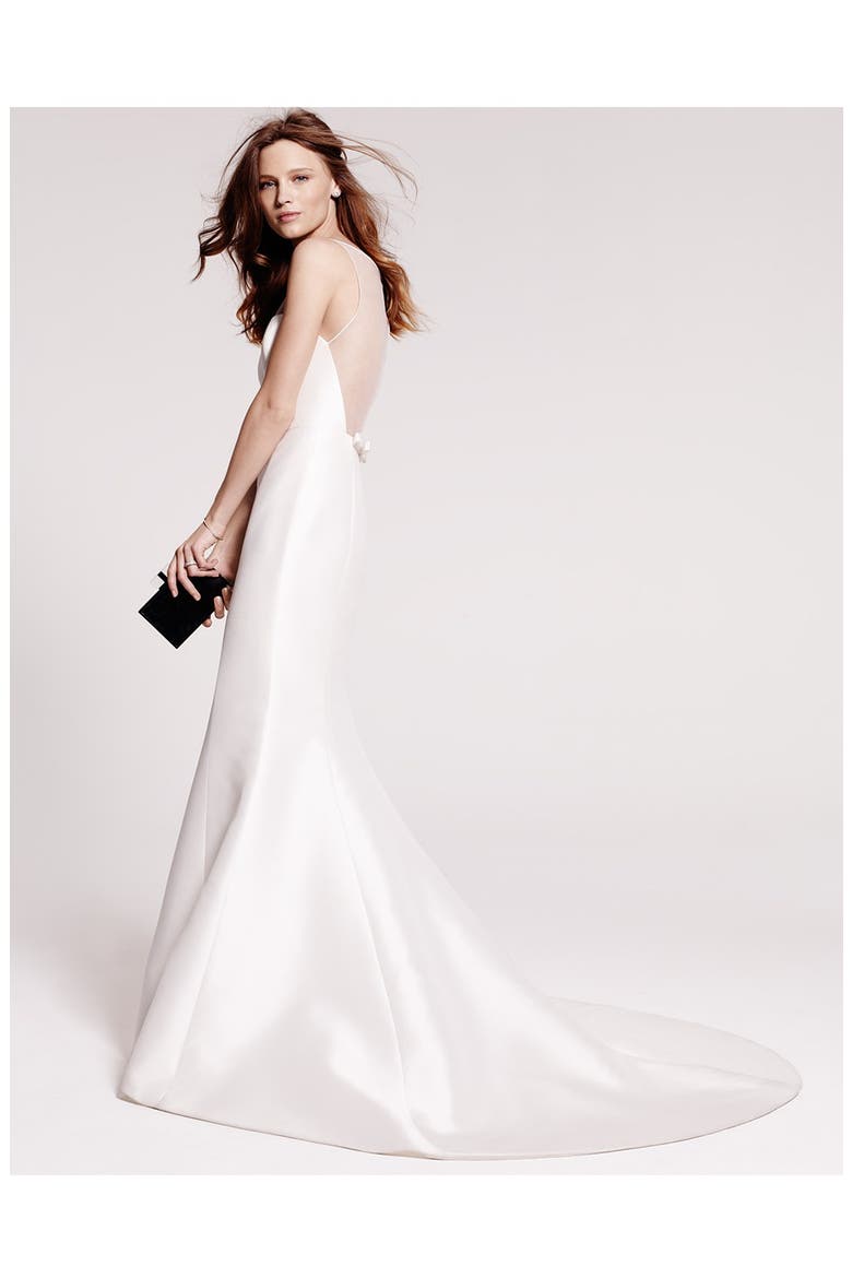 Preston Silk Magnolia Sheath Wedding Dress, Alternate, color, IVORY