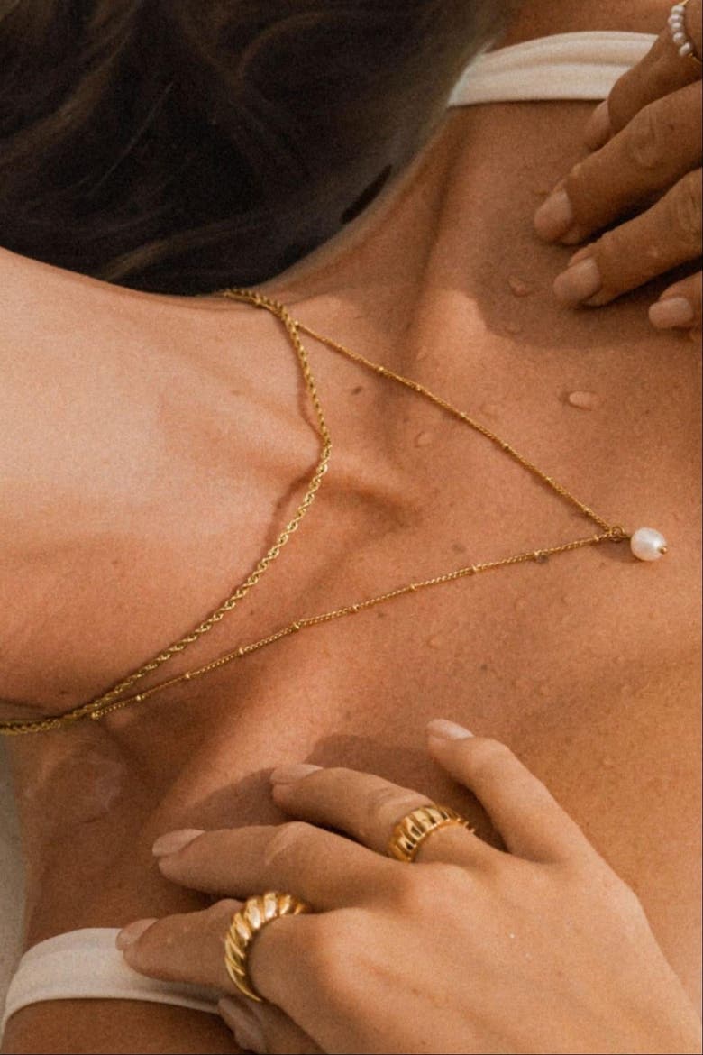Baroque Pearl Pendant, Alternate, color, Gold
