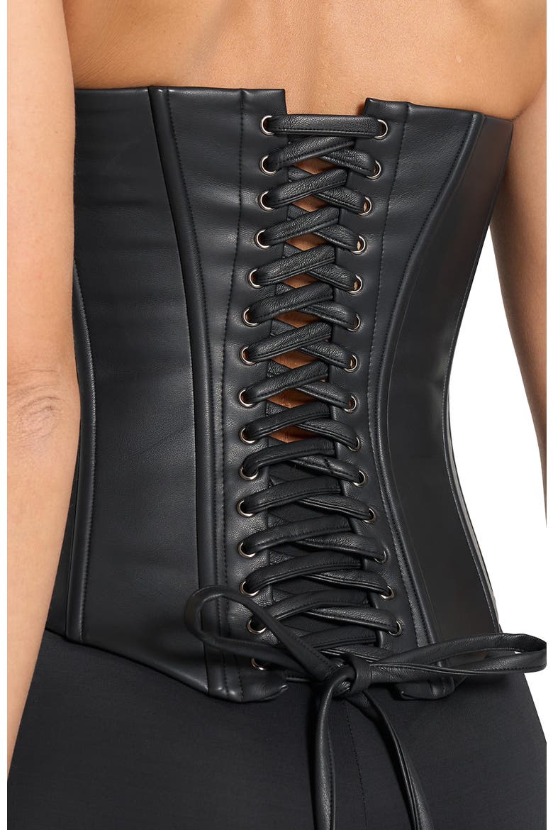 Scarlett Leather Lace Up Corset, Alternate, color, Black