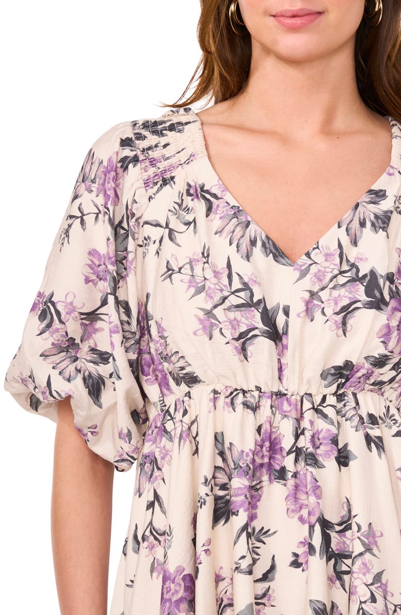 CeCe Floral Babydoll Minidress, Alternate, color, Chinois/ Green