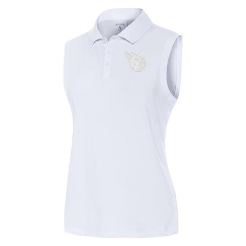 Women's Antigua  White Cleveland Guardians Recap Sleeveless Polo