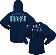 FANATICS Women's Fanatics Branded Deep Sea Blue Seattle Kraken Jersey Lace-Up V-Neck Long Sleeve Hoodie T-Shirt