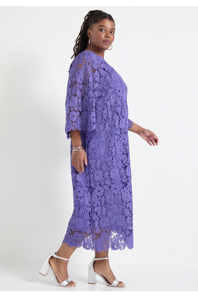 Bell Sleeve Lace Midi Dress, Alternate, color, BLUE IRIS