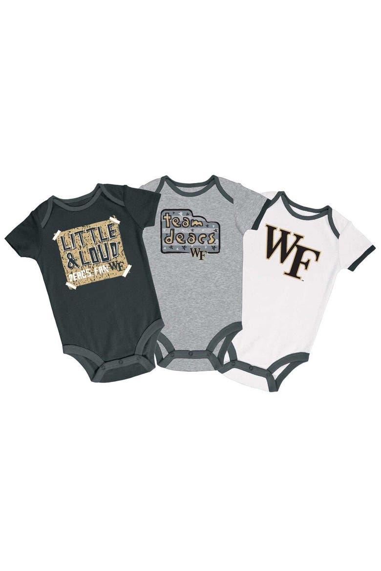 Infant Champion Black/Gray/White Wake Forest Demon Deacons 3-Pack Bodysuit Set, Main, color, Black