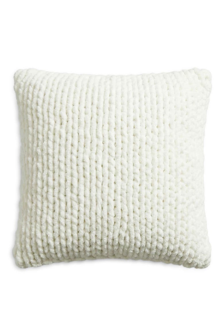 Snug Loose Knit Throw Pillow, Main, color, OFF WHITE