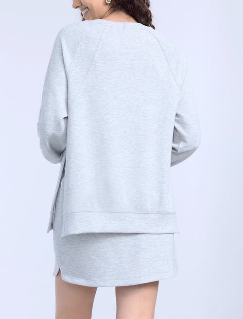 Motherhood Maternity Long Sleeve With Side Slits Scuba Raglan Top In Heather Grey