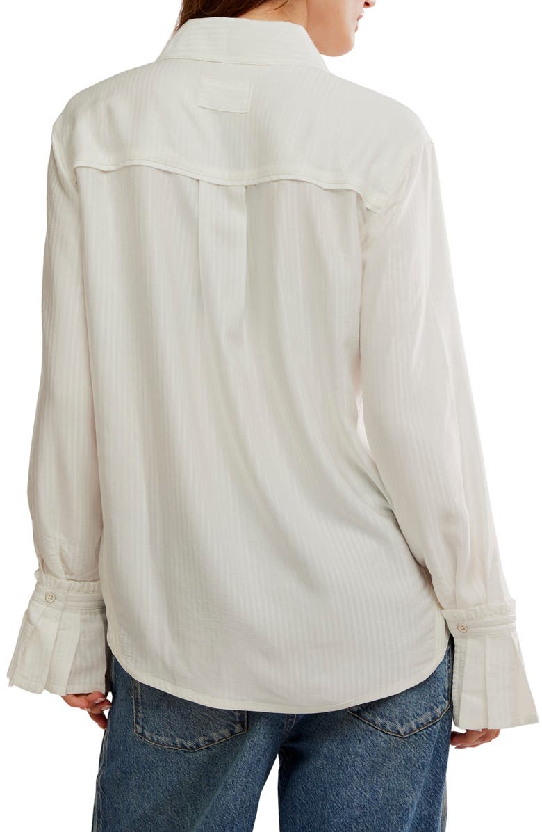 Free People Mary Lou Pleated Cuff Button-Up Shirt, Alternate, color, Clean Ivory