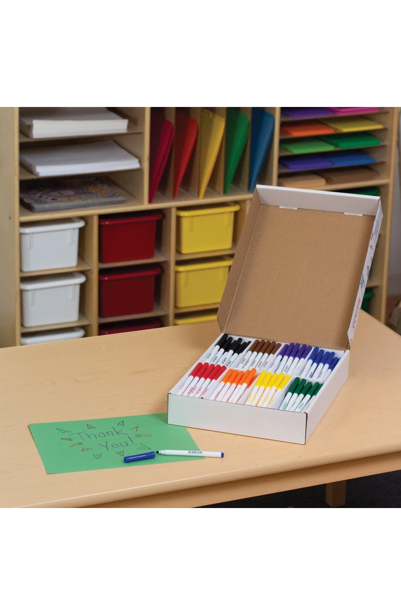 Kaplan Early Learning Company Washable Fine Tip Marker Class Pack - 200 Per Box, Alternate, color, Multicolor