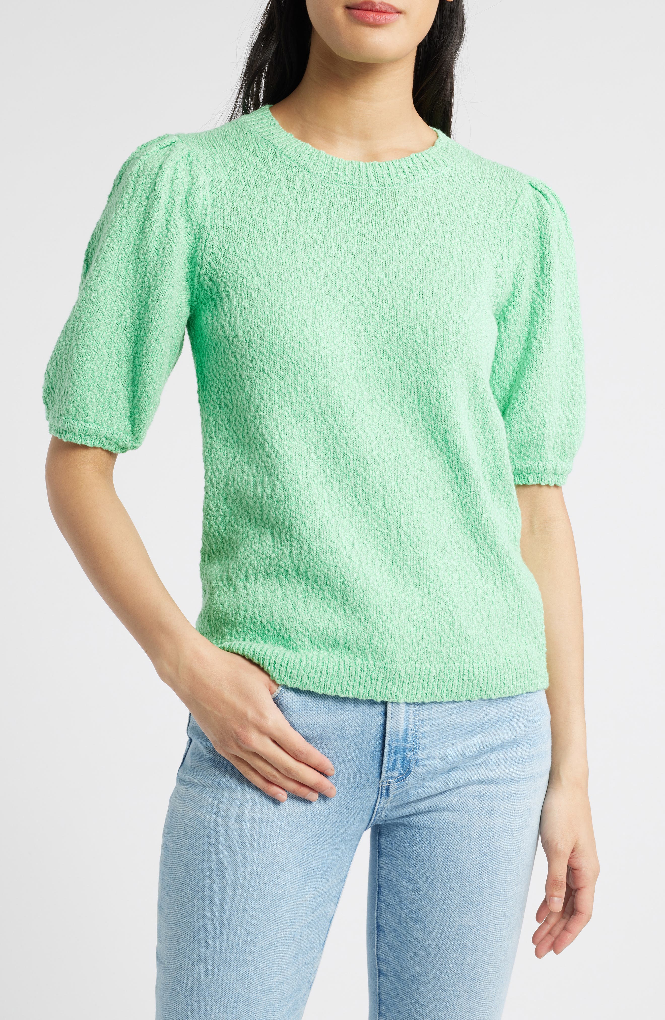 Caslon® Novelty Short Sleeve Cotton Sweater
