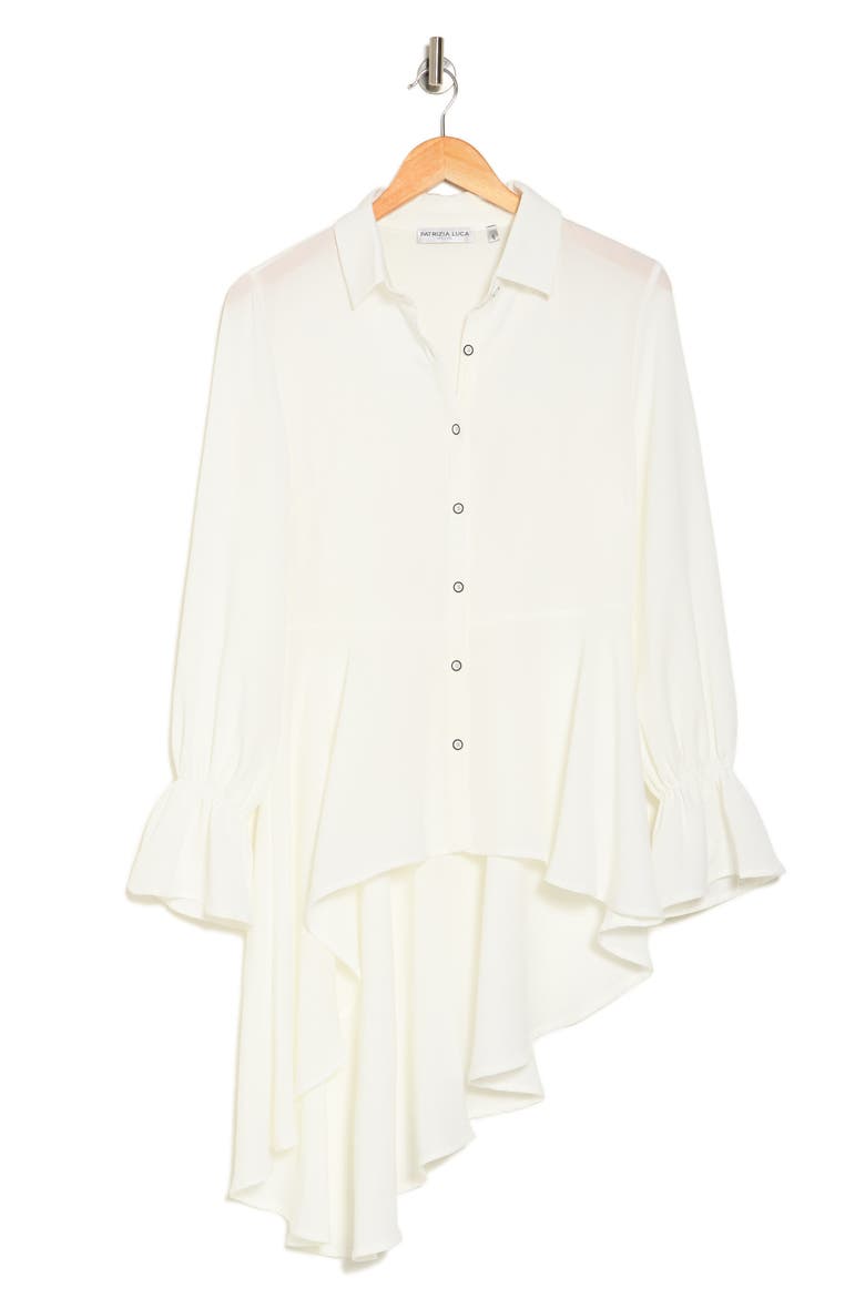 Hilo Asymmetric Button-Up Shirt, Alternate, color, OFF WHITE