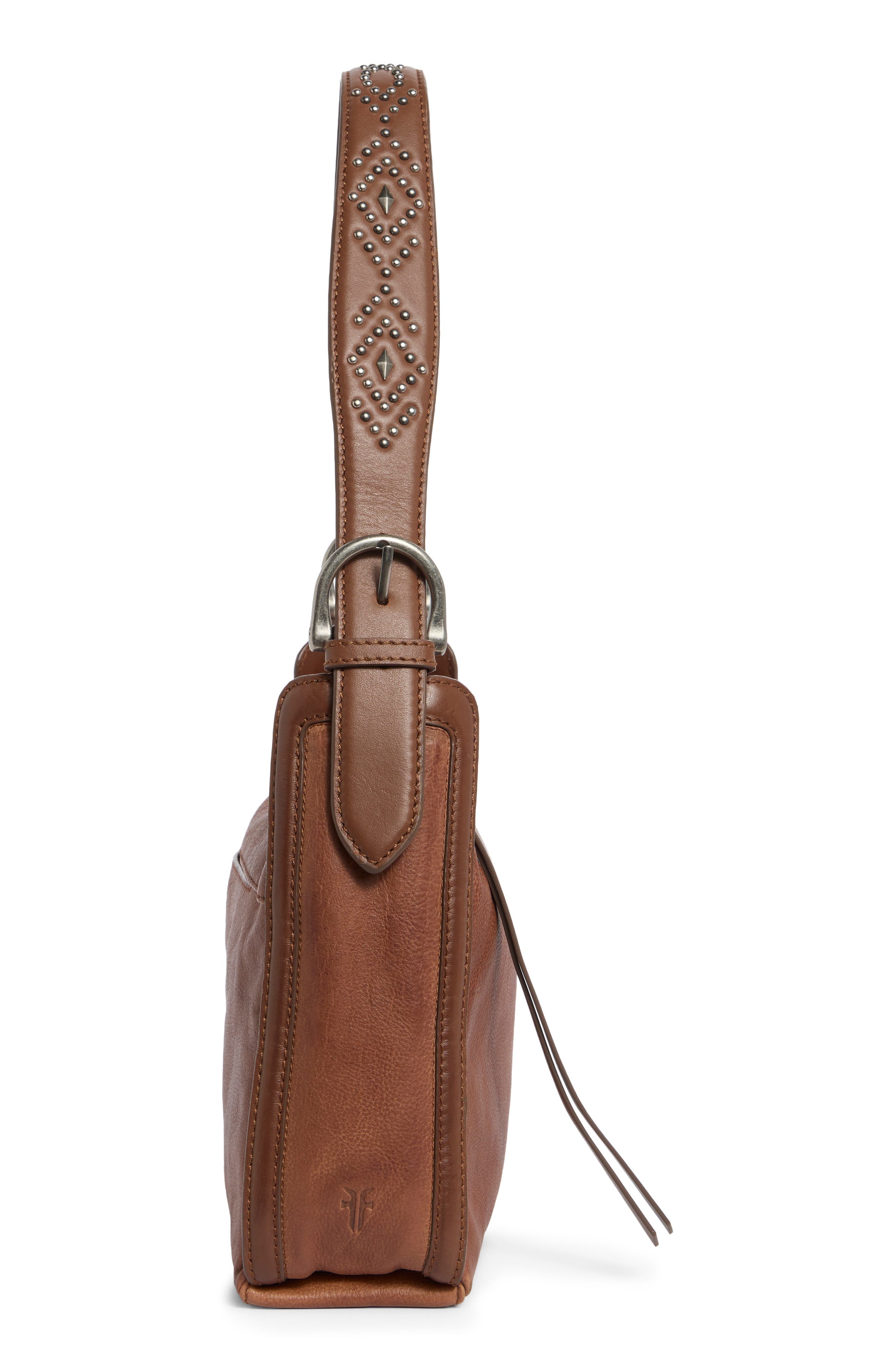 Carla Studded Shoulder Bag, Alternate, color, COGNAC