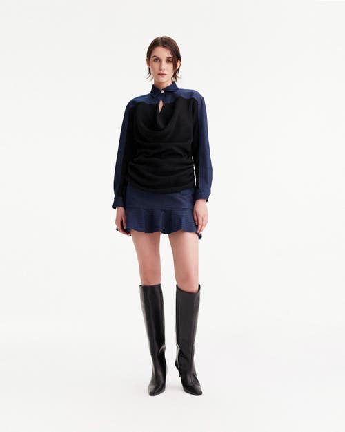 Theo The Label Women's Blue Demeter Denim Trapunto Hem Skirt In Denim