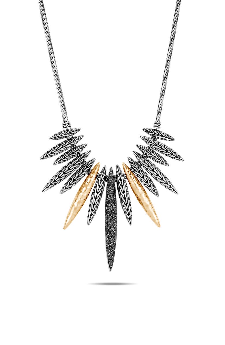 John Hardy Classic Chain Hammered Two-Tone Spear Bib Necklace, Alternate, color,