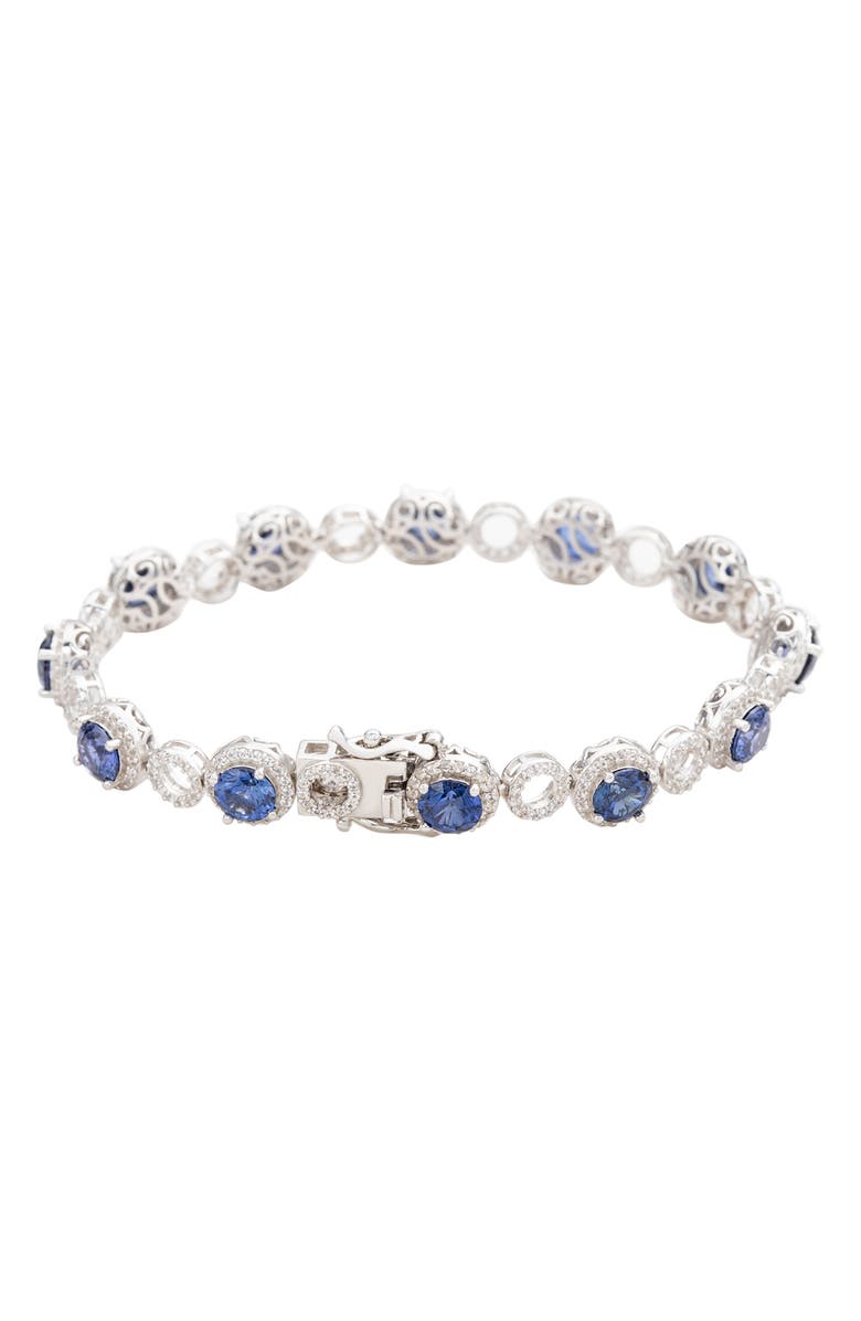 SUZY LEVIAN Sterling Silver Sapphire & Lab Grown White Sapphire Diamond Accent Circle Bracelet, Alternate, color,