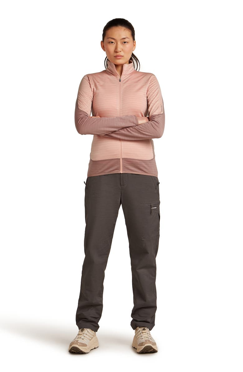 Icebreaker Lyocell & Merino Blend 300 RealFleece Descender Zip Mock Neck Top, Alternate, color, Summit/ Blush