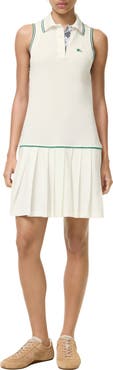 Burberry Martini Pleated Drop Waist Cotton Pique Tennis Dress