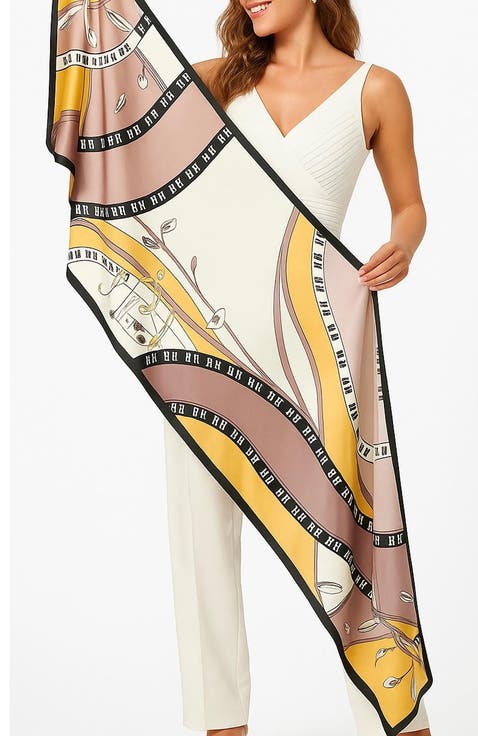 Mulberry Silk Printed Rectangular Long Shawl Scarf