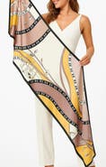 SILKSILKY Mulberry Silk Printed Rectangular Long Shawl Scarf