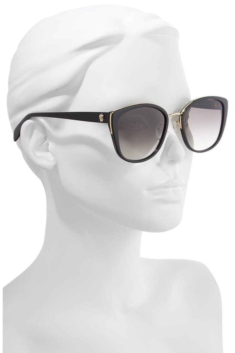 Alexander McQueen 56mm Gradient Round Sunglasses, Alternate, color, BLACK/ GOLD