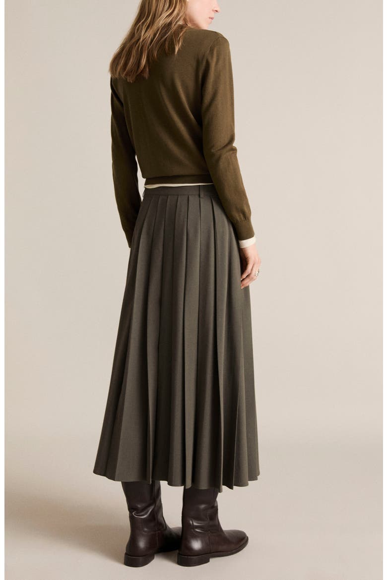 Pleated Maxi Skirt, Alternate, color, KHAKI BROWN