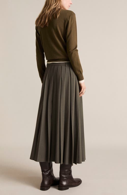 Mango Pleated Maxi Skirt In Green
