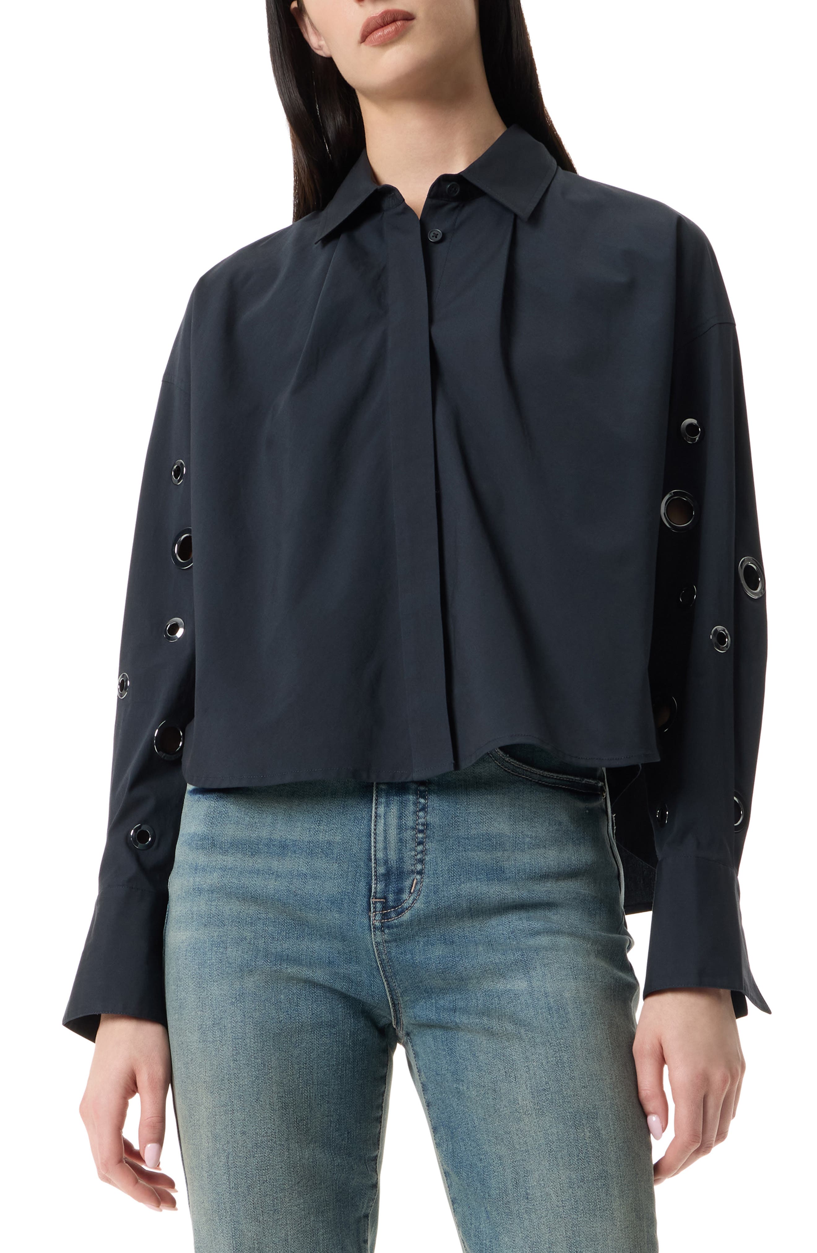 Robert Rodriguez Adara Grommet Long Sleeve Button-Up Shirt