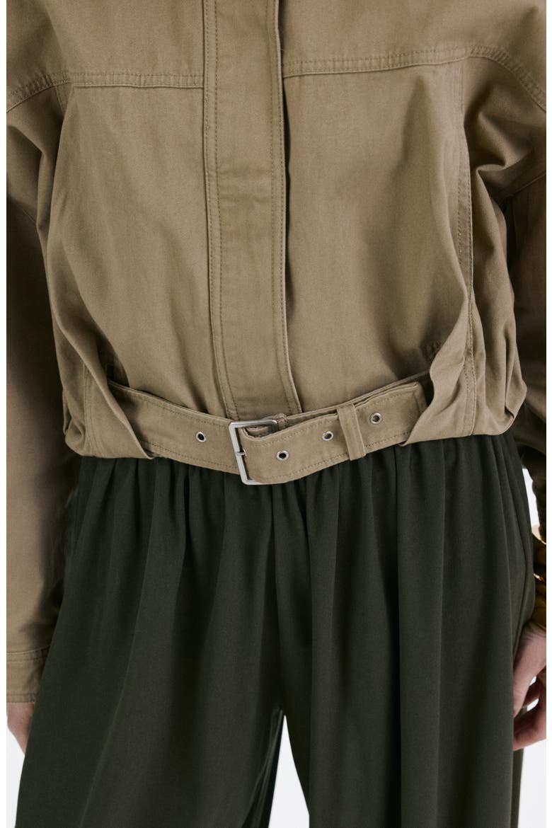 Oversize Belted Cotton Twill Jacket, Alternate, color, SAND