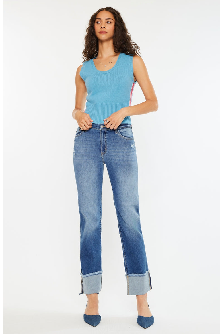 Quin Essentials High Rise Straight Jeans, Alternate, color, Medium Wash
