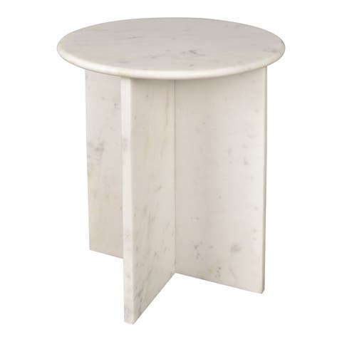 Javier 17.75" Contemporary Natural Marble Handmade X-Shaped End Table