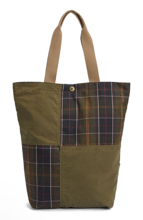 Shop Barbour Transport Patchwork Tote In Dusky Green