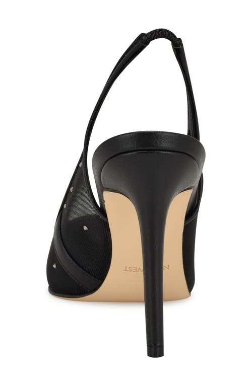Nine West Feather Rhinestone Mesh Pump In Black/black