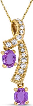 Haus of Brilliance 14K Yellow Gold 6x4mm Oval Pink Sapphire and 1/5 Cttw Diamond Pendant Necklace -