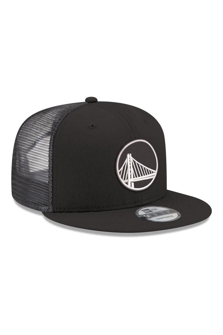 Men's New Era Black Golden State Warriors Core Logo Meshback 9FIFTY Snapback Hat, Alternate, color, Black