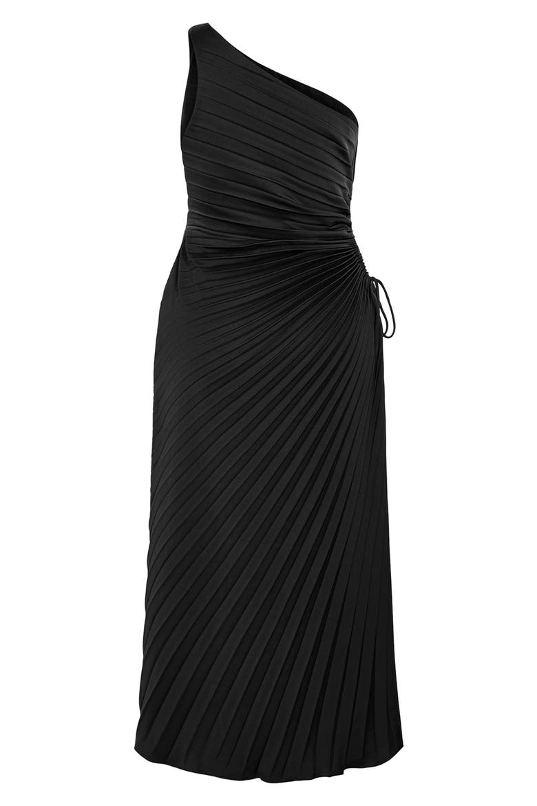 Aliza One-Shoulder Dress, Alternate, color, BLACK